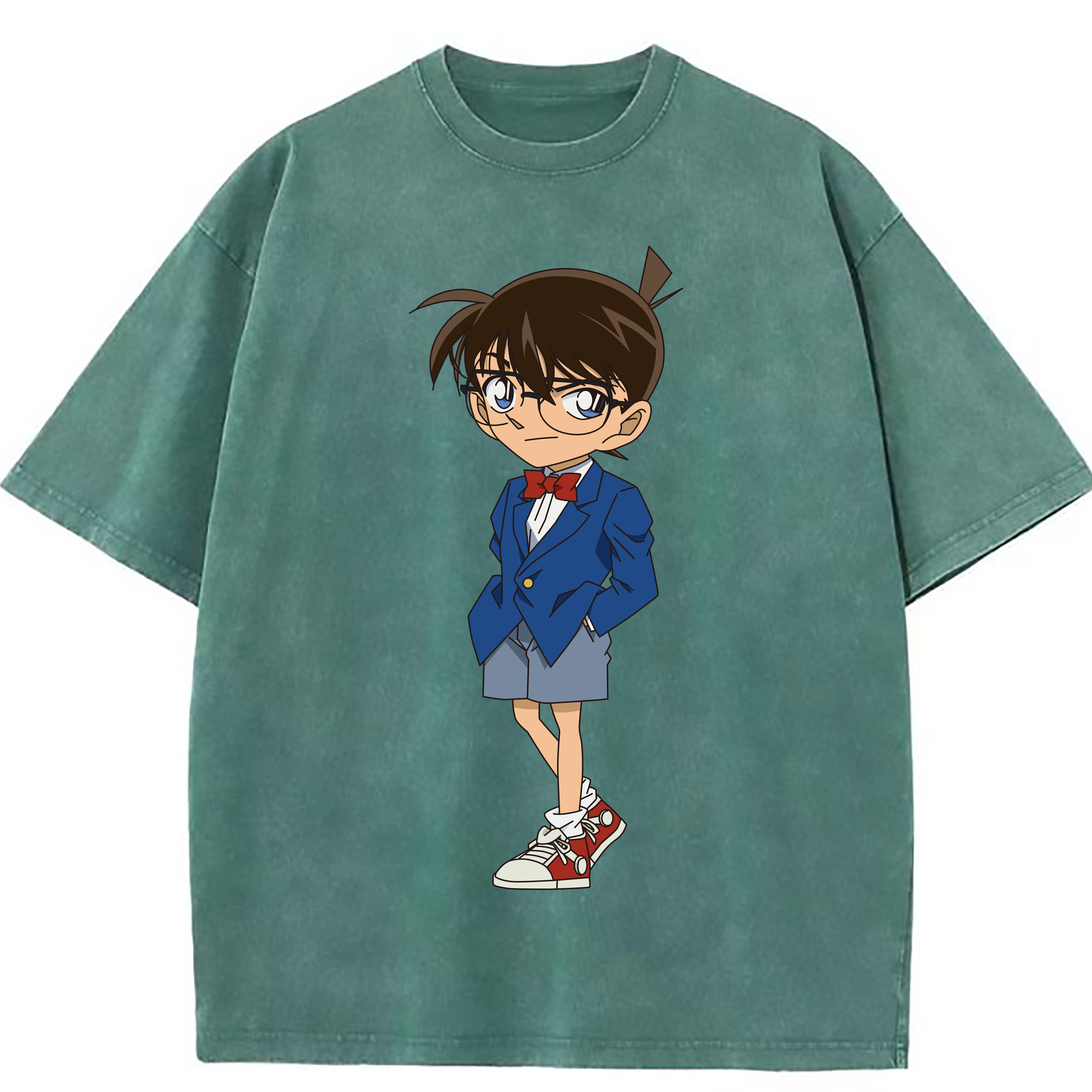 （画像用） 名探偵コナン 江戸川 コナン Detective Conan Conan Edogawa 綿100% ヴィンテージ風 半袖Tシャツ（フロントプリント）